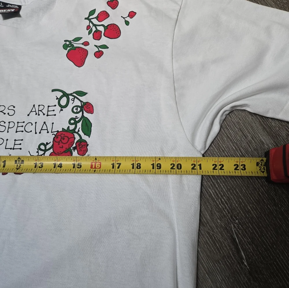 Vintage 90s Teacher Berry Cotton White Red Short Sleeve Shirt Size Large - Picture 11 of 13